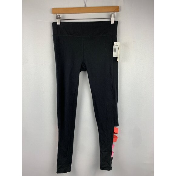 French Laundry Womens Black Leggings With Pink & Red Cut-Out Detail Cotton/Spand - Picture 1 of 5